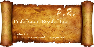 Prácser Rozália névjegykártya